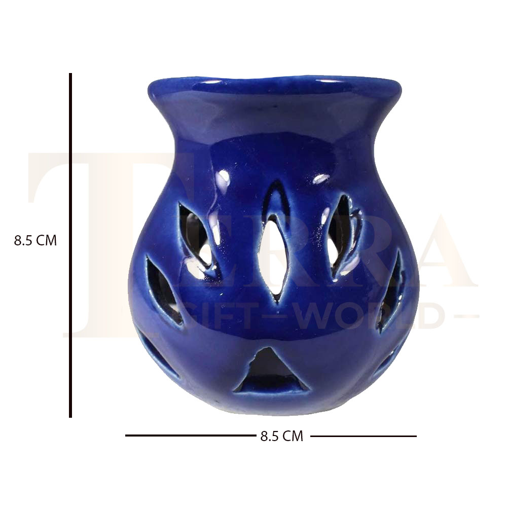 Candle Operated Ceramic Aroma Diffuser Set – Blue Oil Burner with Lavender Fragrance - Image 3