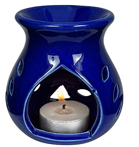 Candle Operated Ceramic Aroma Diffuser Set – Blue Oil Burner with Lavender Fragrance - Image 4