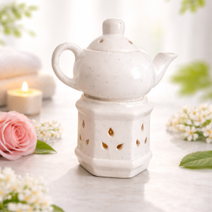 Ceramic Candle Aroma Diffuser – Kettle Shape for Home Relaxation, Stress Relief, Calming Fragrance & Essential Oil Diffusing