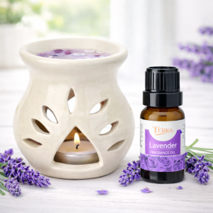 Off-White Ceramic Aroma Diffuser Oil Burner for Home Décor & Relaxation