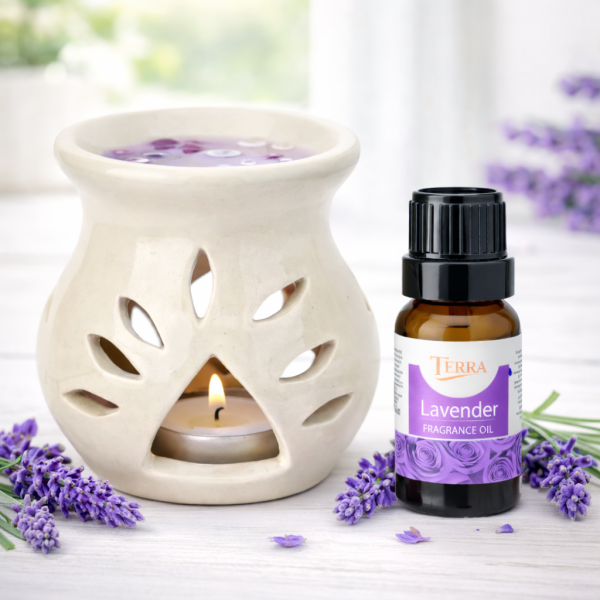 Off-White Ceramic Aroma Diffuser Oil Burner for Home Décor & Relaxation