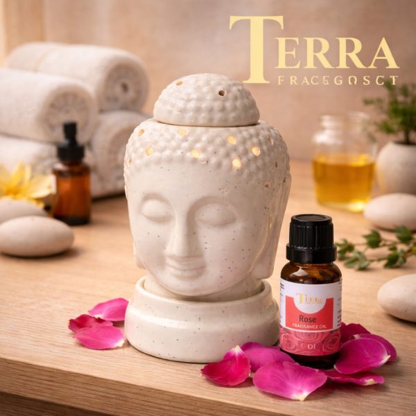 Buddha Shape Off-White Ceramic Electric Aroma Diffuser for Home, Meditation & Relaxation